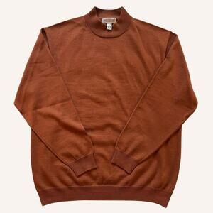 PRONTO UOMO wool mock neck, burnt orange brown